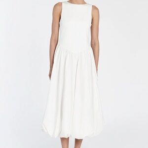 WHITE BUBBLE MIDI DRESS